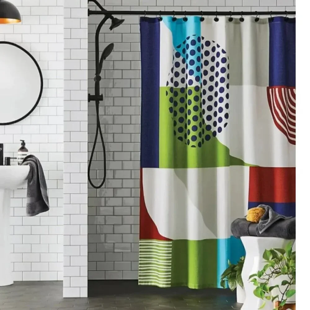 Arren Williams Shower Curtain Cotton Modern Abstract 72x72 Oeko-Tex Multicolor